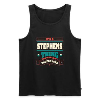 It's a Stephens thing that corresponds to surname - Men's Premium Organic Tank Top - black - Front - AI Model Male 178 light (178cm)