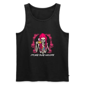 I'm here, welcome you funny sarcastic hu - Men's Premium Organic Tank Top - black - Front - Michal (187cm)