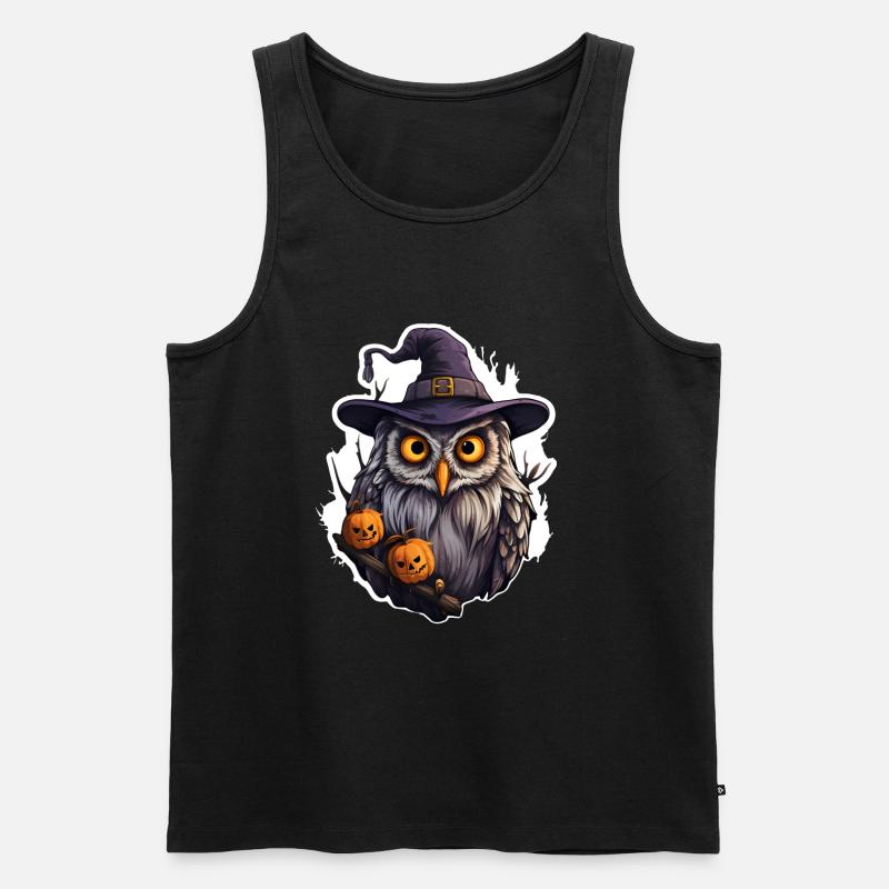 Halloween Eule - Männer Premium Bio Tank Top - Schwarz