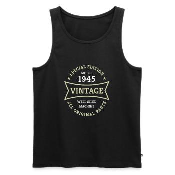 80th Birthday Year 1945 Vintage 80 Years - Men's Premium Organic Tank Top - black - Front - AI Model Male 178 light (178cm)