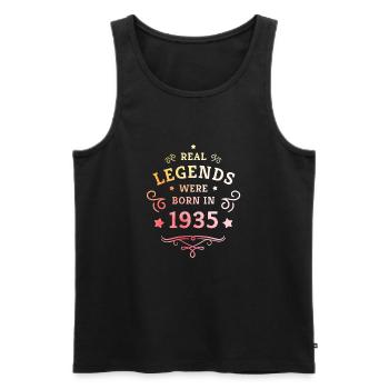 90. Geburtstag Legenden sind Jahrgang 1935 geboren - Männer Premium Bio Tank Top - Schwarz - Vorne - Michal (187cm)
