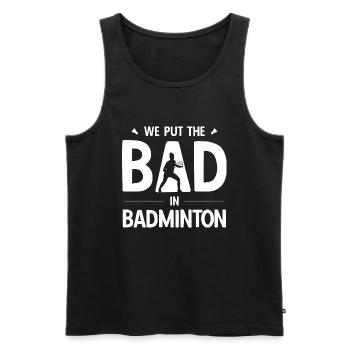 Badminton - Männer Premium Bio Tank Top - Schwarz - Vorne - AI Model Male 178 light (178cm)