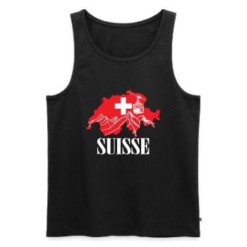 Suisse - Suisse Carte Drapeau Suisse - Débardeur bio Premium Homme - noir - Devant - AI Model Male 178 light (178cm)