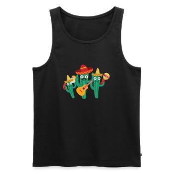 famille de cactus,Mexique,mexicain,Mariachi - Débardeur bio Premium Homme - noir - Devant - Michal (187cm)
