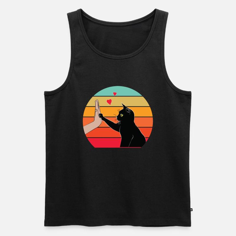 Katze High Five - Männer Premium Bio Tank Top - Schwarz