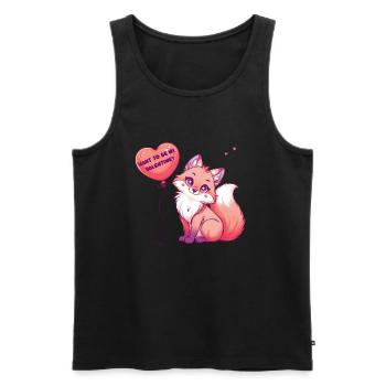 Want to be my Valentin Liebesfuchs mit Herzballon - Männer Premium Bio Tank Top - Schwarz - Vorne - AI Model Male 178 light (178cm)