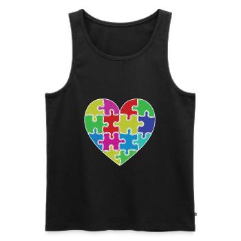 Herz Puzzle Patch Herz - Männer Premium Bio Tank Top - Schwarz - Vorne - AI Model Male 178 light (178cm)