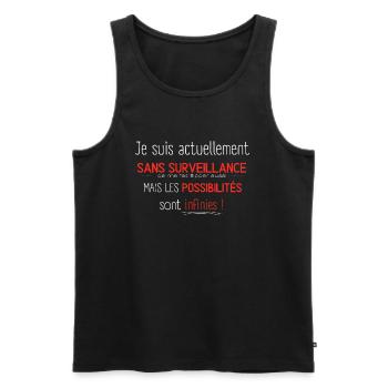 Je suis actuellement sans surveillance humour - Débardeur bio Premium Homme - noir - Devant - AI Model Male 178 light (178cm)