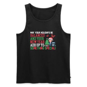 Christmas Holiday Greetings Gift For Accountants - Men's Premium Organic Tank Top - black - Front - Michal (187cm)