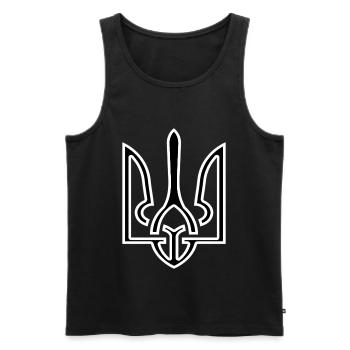 Ukraine Tryzub armoiries ukrainiennes cadeau de Kiev - Débardeur bio Premium Homme - noir - Devant - AI Model Male 178 light (178cm)
