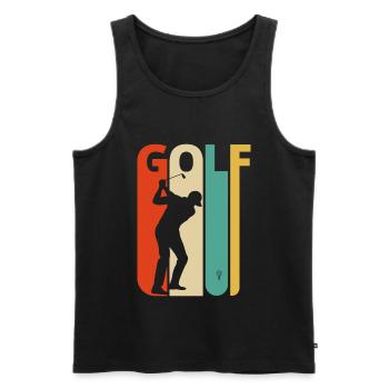 Vintage Retro Golf Geschenke für Golfer. Golfspieler - Männer Premium Bio Tank Top - Schwarz - Vorne - AI Model Male 178 light (178cm)