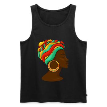 Belle Afrique Art Femme afro-américaine - Débardeur bio Premium Homme - noir - Devant - Michal (187cm)