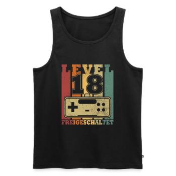 Level 18 Unlocked - Men's Premium Organic Tank Top - black - Front - AI Model Male 178 light (178cm)