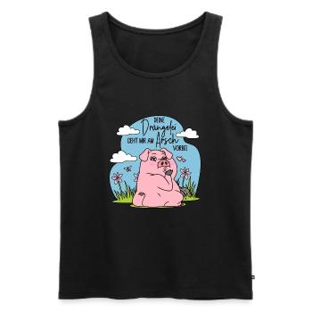 Deine Drängelei geht mir am Arsch vorbei - Schwein - Männer Premium Bio Tank Top - Schwarz - Vorne - Michal (187cm)