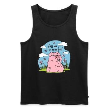 Bauernhof Bauer Schwein Küss mich Ich erb den Hof - Männer Premium Bio Tank Top - Schwarz - Vorne - Michal (187cm)