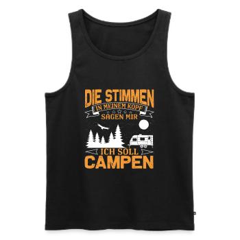 Ich soll Campen - Männer Premium Bio Tank Top - Schwarz - Vorne - Michal (187cm)