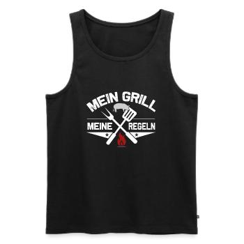 Mein Grill meine Regeln - Männer Premium Bio Tank Top - Schwarz - Vorne - Michal (187cm)