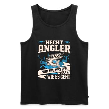 Hecht Angler - Männer Premium Bio Tank Top - Schwarz - Vorne - Michal (187cm)