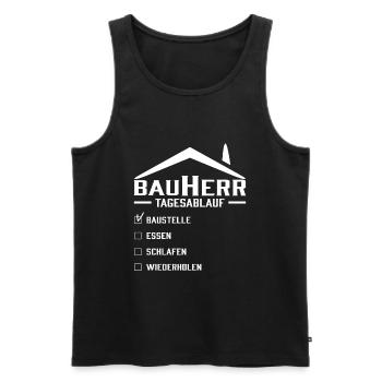 Bauherr Tagesablauf - Männer Premium Bio Tank Top - Schwarz - Vorne - Michal (187cm)