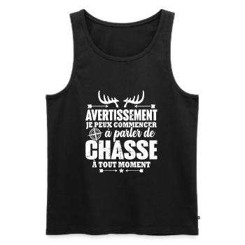 Parler de chasse à tout moment Humour chasseur - Débardeur bio Premium Homme - noir - Devant - Michal (187cm)