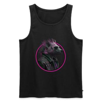 pink Punk Hyäne in Lederjacke - Männer Premium Bio Tank Top - Schwarz - Vorne - AI Model Male 178 light (178cm)