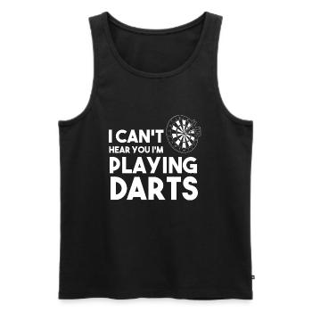 I Can't Hear You I'm Playing Darts - Männer Premium Bio Tank Top - Schwarz - Vorne - AI Model Male 178 light (178cm)