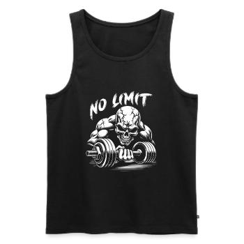 No Limit Hard Workout Skull with Dumbbell - Men's Premium Organic Tank Top - black - Front - AI Model Male 178 light (178cm)