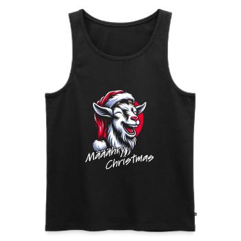 Drôle de chèvre de Noël avec chapeau de Père Noël - Débardeur bio Premium Homme - noir - Devant - Michal (187cm)