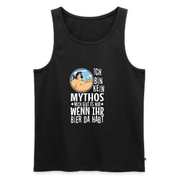 Kein Mythos mich gibt es nur wenn ihr Bier da habt - Männer Premium Bio Tank Top - Schwarz - Vorne - Michal (187cm)