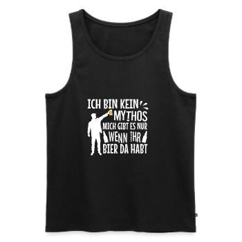 Kein Mythos mich gibt es nur wenn ihr Bier da habt - Männer Premium Bio Tank Top - Schwarz - Vorne - Michal (187cm)