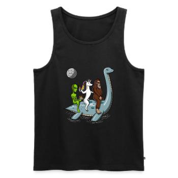 Alien Licorne Bigfoot Monté Monstre du Loch Ness - Débardeur bio Premium Homme - noir - Devant - Michal (187cm)