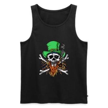 Pirate Skull Irish Leprechaun Crossbones - Men's Premium Organic Tank Top - black - Front - AI Model Male 178 light (178cm)
