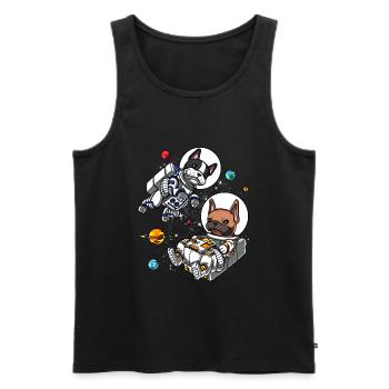Bouledogue français astronaute espace chiens - Débardeur bio Premium Homme - noir - Devant - AI Model Male 178 light (178cm)