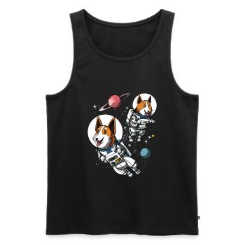 Astronautes de l'espace mignon chien Corgi - Débardeur bio Premium Homme - noir - Devant - AI Model Male 178 light (178cm)