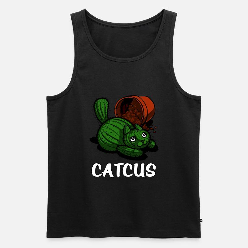 Catcus Cactus Cat - Männer Premium Bio Tank Top - Schwarz