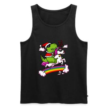 T-Rex Dinosaur Santa Riding Unicorn Christmas - Débardeur bio Premium Homme - noir - Devant - Michal (187cm)