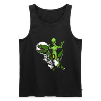 Space Alien Riding T-Rex Dinosaur Astronaut - Men's Premium Organic Tank Top - black - Front - Michal (187cm)