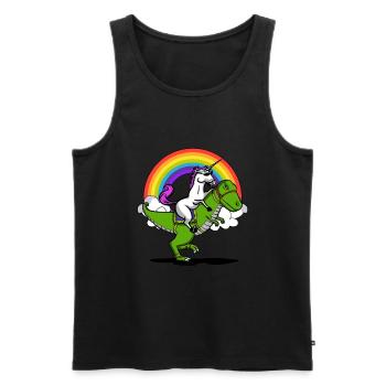 Einhorn Reiten T-Rex Dinosaurier Magischer Regenbogen - Männer Premium Bio Tank Top - Schwarz - Vorne - AI Model Male 178 light (178cm)
