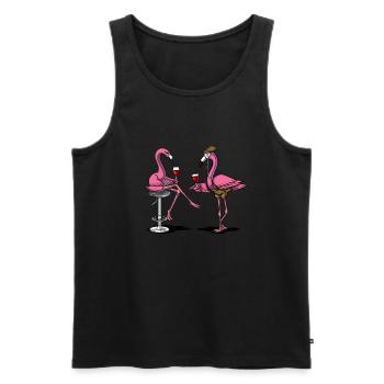 Lustige Flamingo-Vogel-Wein-trinkende Party - Männer Premium Bio Tank Top - Schwarz - Vorne - Michal (187cm)