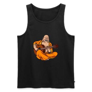 Bouddha jouant de la guitare Zen Yoga Meditation - Débardeur bio Premium Homme - noir - Devant - Michal (187cm)