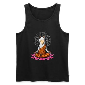 Lama Yoga Zen Alpaca Meditation Buddha Tier - Männer Premium Bio Tank Top - Schwarz - Vorne - Michal (187cm)