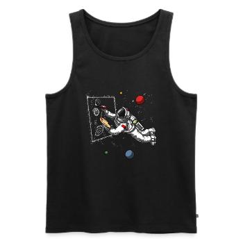 Astronaute de l'espace Artiste peintre Cosmic Galaxy - Débardeur bio Premium Homme - noir - Devant - AI Model Male 178 light (178cm)