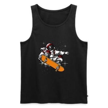 Astronaute de l'espace Skateboard Cosmic Galaxy Skater - Débardeur bio Premium Homme - noir - Devant - AI Model Male 178 light (178cm)