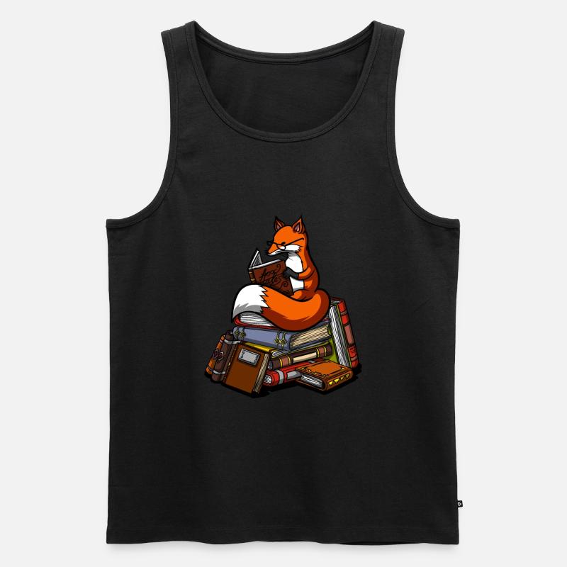 Nettes Fox-Buch-Lesetier - Männer Premium Bio Tank Top - Schwarz