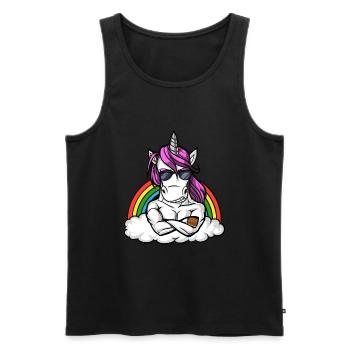 Magische Einhorn Fitness Gym Workout Regenbogen - Männer Premium Bio Tank Top - Schwarz - Vorne - Michal (187cm)