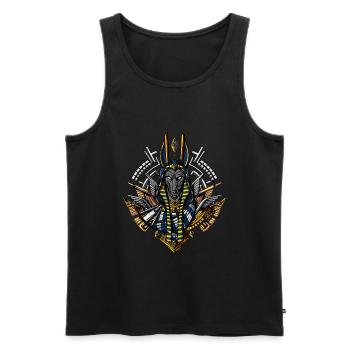 Dieu égyptien Anubis Ancient Wolf Pharaoh King - Débardeur bio Premium Homme - noir - Devant - AI Model Male 178 light (178cm)