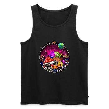 Psychedelic Magic Mushrooms Hallucinogenic Frog - Men's Premium Organic Tank Top - black - Front - AI Model Male 178 light (178cm)