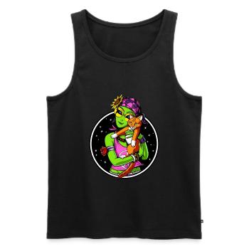 Space Alien Cat Cute Kitten Pet - Men's Premium Organic Tank Top - black - Front - AI Model Male 178 light (178cm)