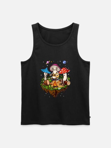 Psycocelowa wycieczka psotocybinowa z grzybami hipisowskiej magii - Ekologiczny tank top męski Premium - czarny
