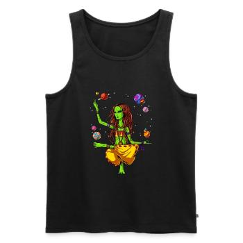 Hippie Space Alien Girl Yoga Zen Meditation - Men's Premium Organic Tank Top - black - Front - Michal (187cm)
